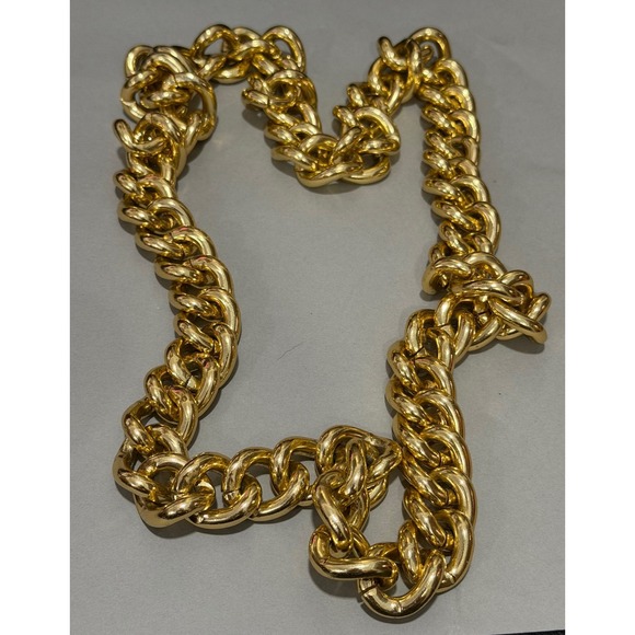 Chunky Curb Chain Necklace Women Gold Tone Bold Statement Link Heavy 36" - Picture 4 of 14